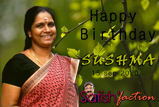 Wishing a very Happy Birthday to Mrs. Sushma Satish on her birthday on 15th September, 2020